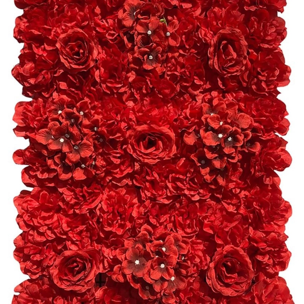 Crimson Red Fiber Art with Luxurious Rose Patterns